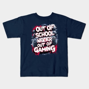 Out of school But never out of gaming. SUMMER holiday Kids T-Shirt